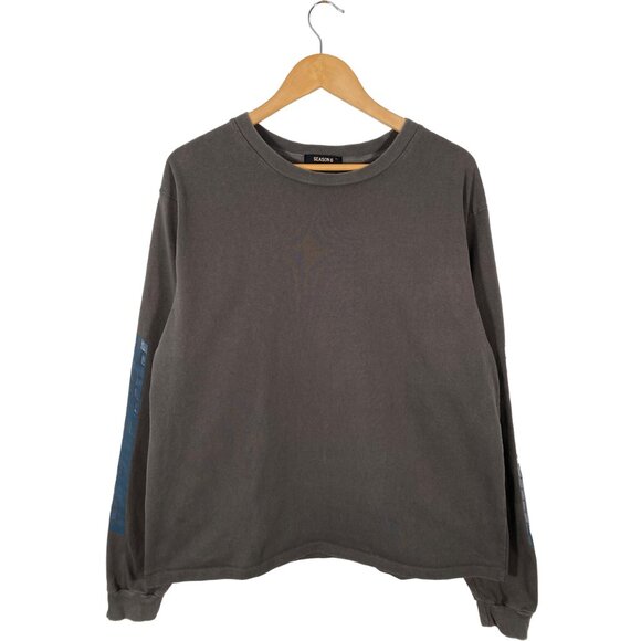 Yeezy Season 6 "Calabasas" Sleeve Print Long Sleeve Crew Tee Gray men's size M - Picture 1 of 7